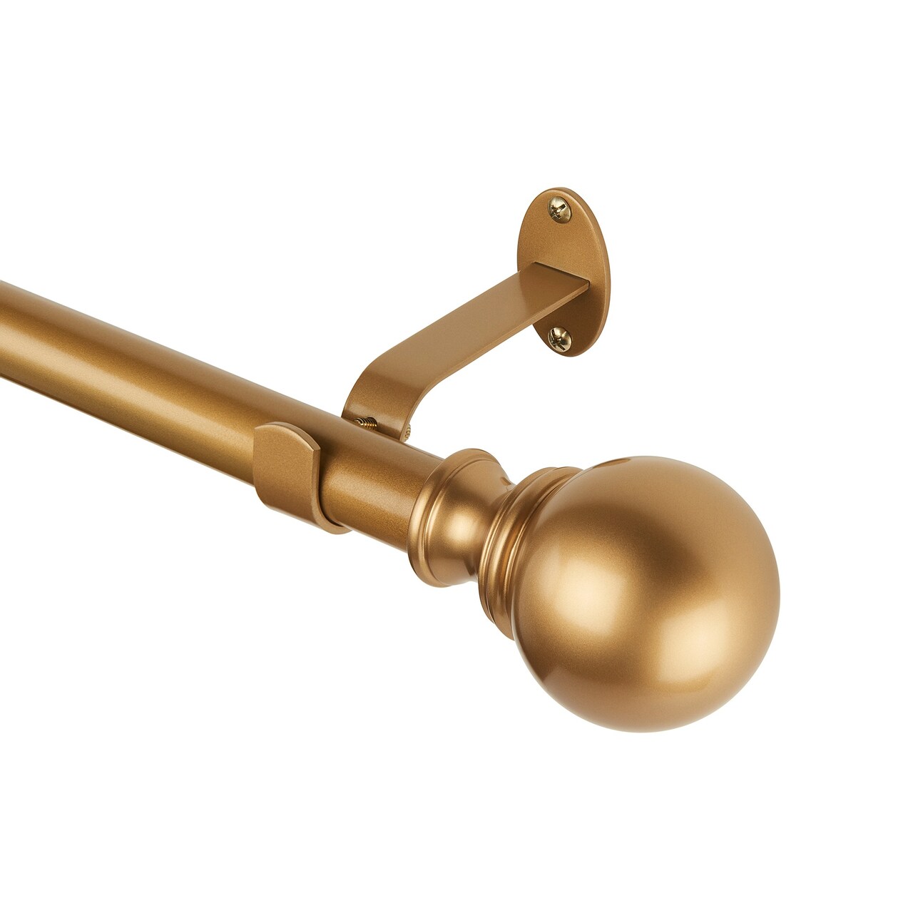 Threadmade Home Cordelia Single Curtain Rod with Globe Ball Finial, Soft Gold - 48"W x 86"L